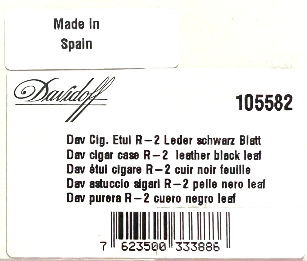Davidoff Black Leather Leaf Pattern Double Cigar Case / Pouch 105582