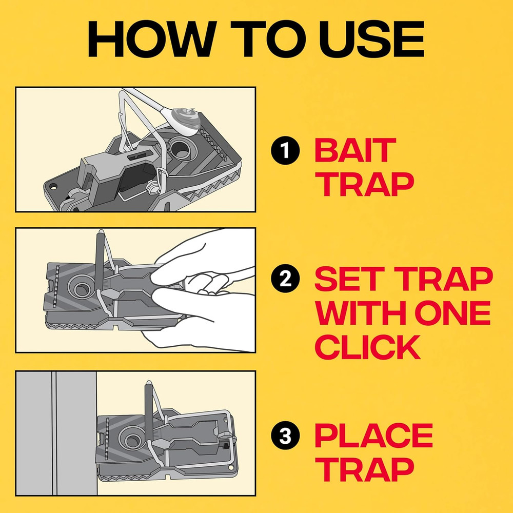 Power-Kill Humane Mouse Traps M393SSR - 6 Easy Set, Reusable, Power-Kill Mouse