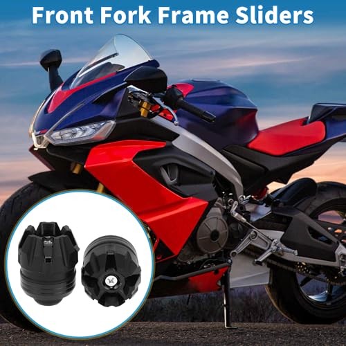 Motorcycle Frame Sliders Front Fork Falling Protection Wheel Crash Black