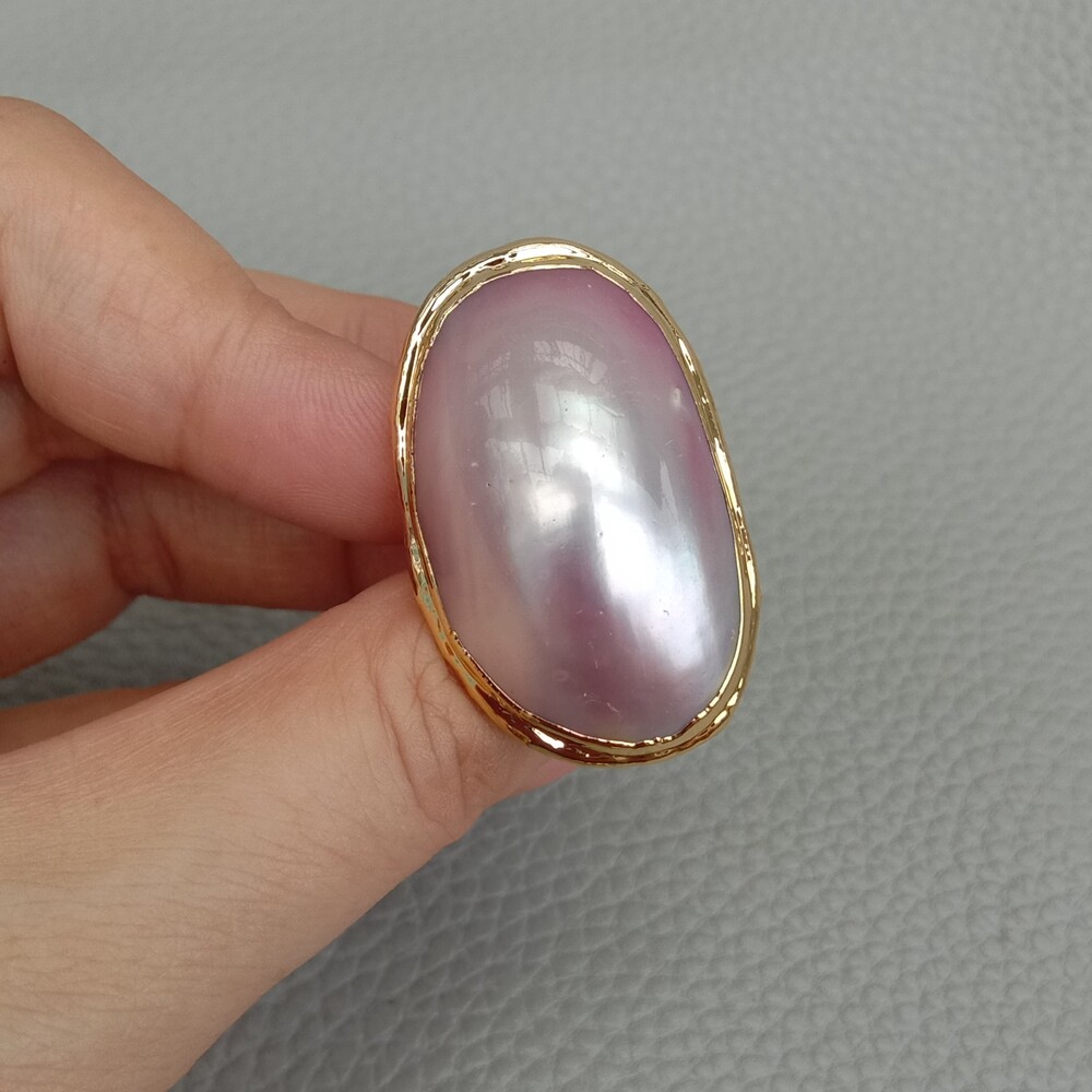 Pink Sea Shell Rings Handmade Beaded Summer Ocean Seashell Rings Adjustable