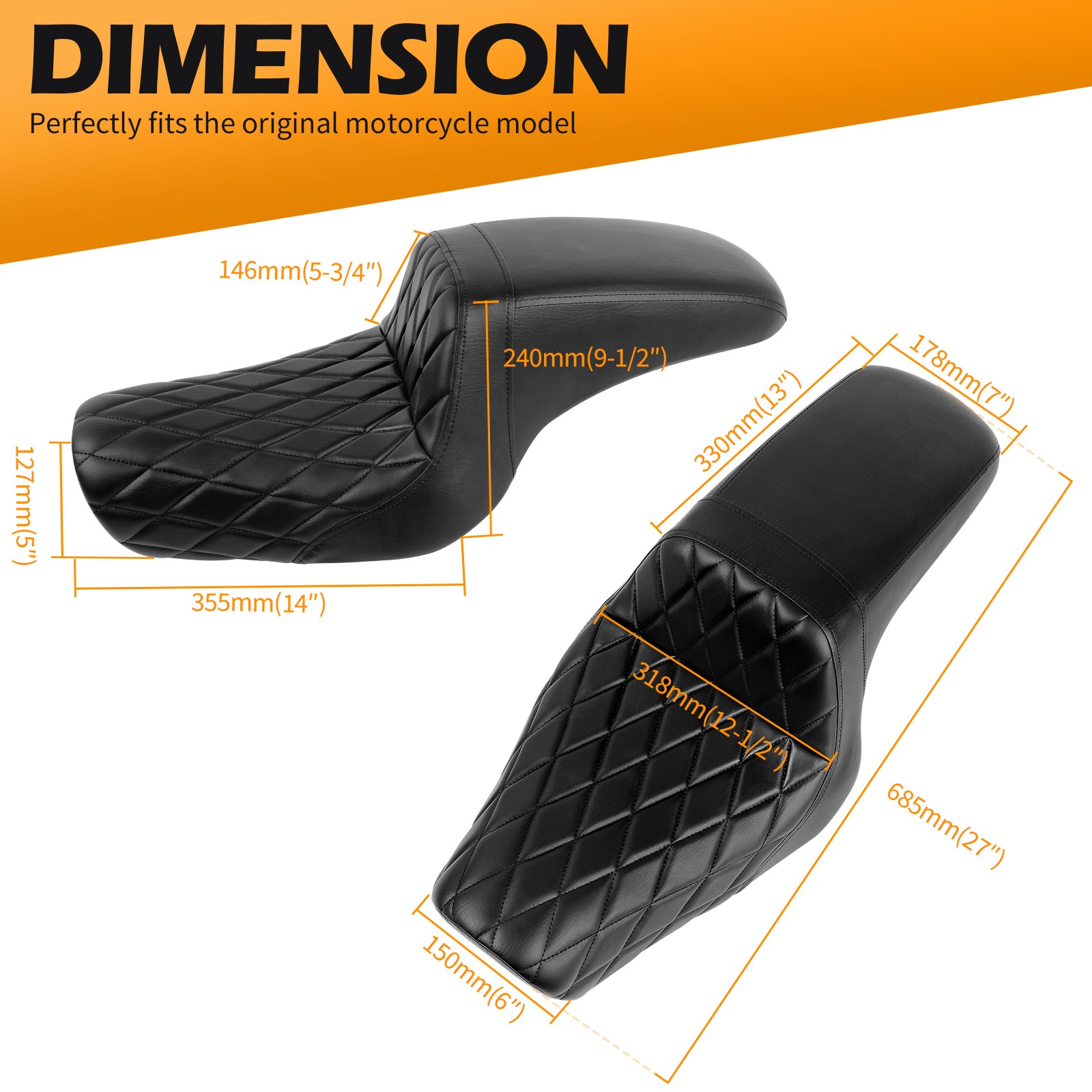 Driver Rider Passenger Two-up Seat For Harley Sportster XL Iron 883 1200 Custom