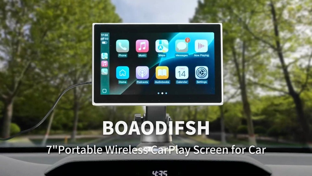 7" Portable Wireless CarPlay & Android Auto Screen - HD Touch, Bluetooth, GPS, V