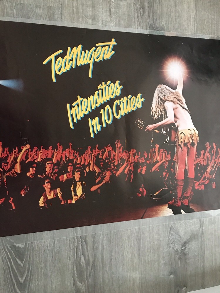TED NUGENT ORIGINAL RARE 1981 CBS LARGE BANNER RECORDS STORE POSTER 10 Cities