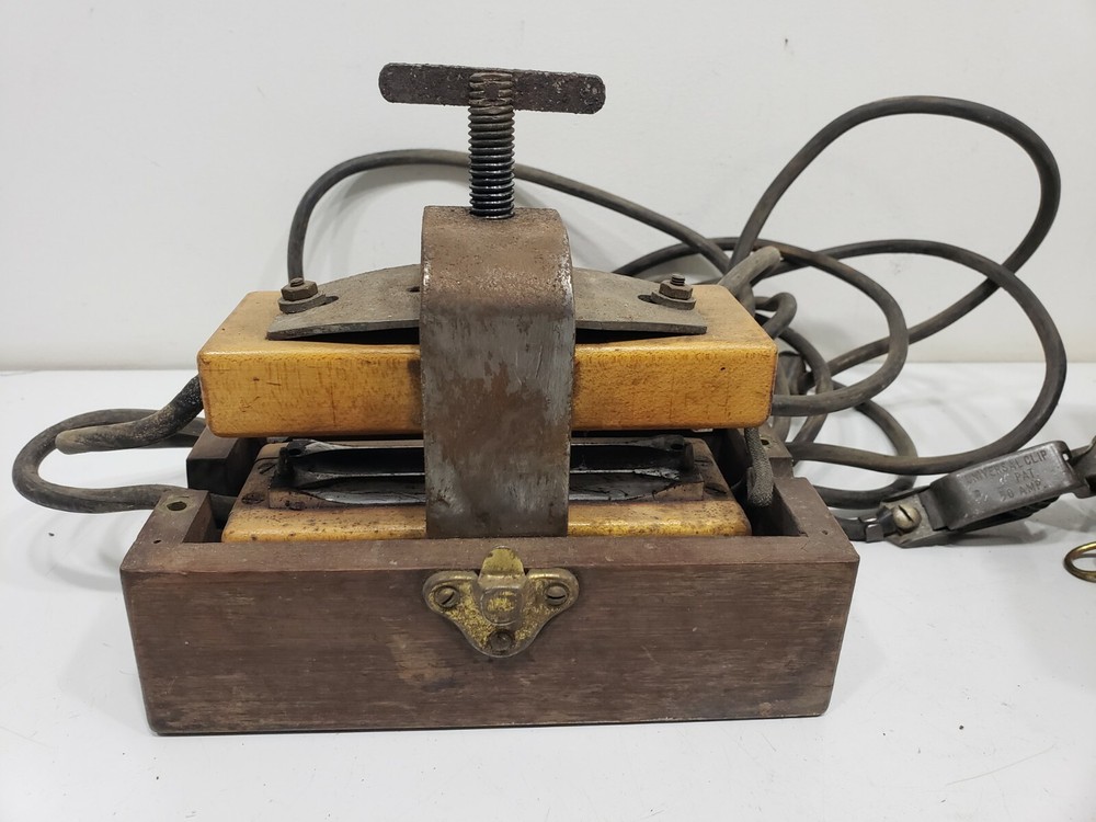 ANTIQUE SIMPLEX WIRE CABLE ELECTRIC SOLDERING IRON TOOL MACHINE BOSTON