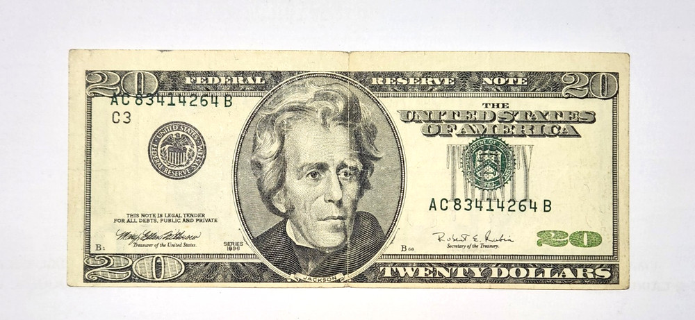 1996 $20 Federal Reserve Note  Misalignment Error