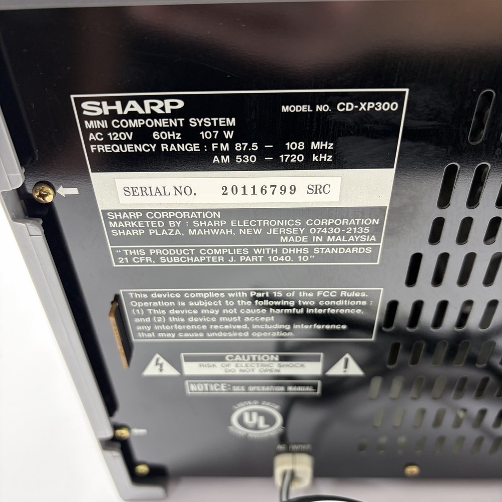 Sharp CD-XP300 Mini Component Stereo System w/ Speakers and Remote – For Parts