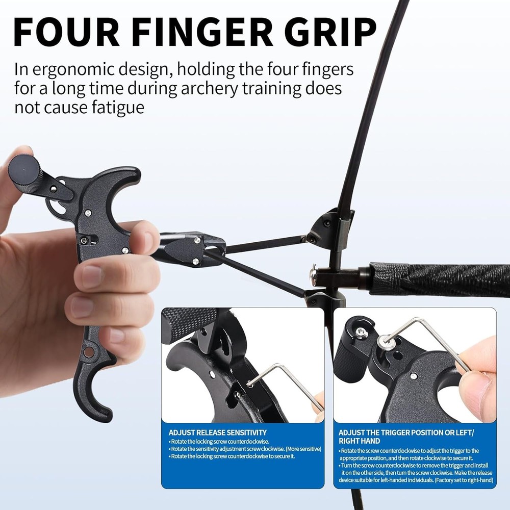 Archery Release Aid Adjustable Trigger 360° Rotating Aluminum Alloy Bow Release