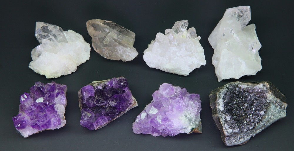 Crystal Cluster Amethyst Druzy Collection 8 Pc Quartz Crystal Points Specimens
