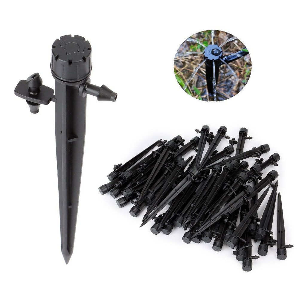 100PCS 360° Adjustable Water Flow Irrigation Drippers Stake Emitter Drip System