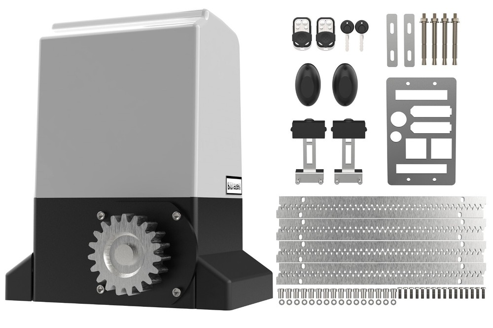 1800lbs 220V Automatic Sliding Gate Opener Rack Driven with 2 Remotes Kit