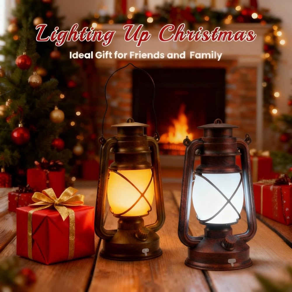 2 Pack Bronze Vintage 4 Modes Light LED Lanterns，Rechargeable Dancing