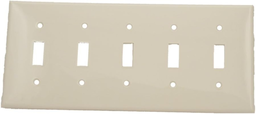 5-Gang Toggle Device Switch Wallplate, Standard Size, Thermoplastic Nylon, Devic