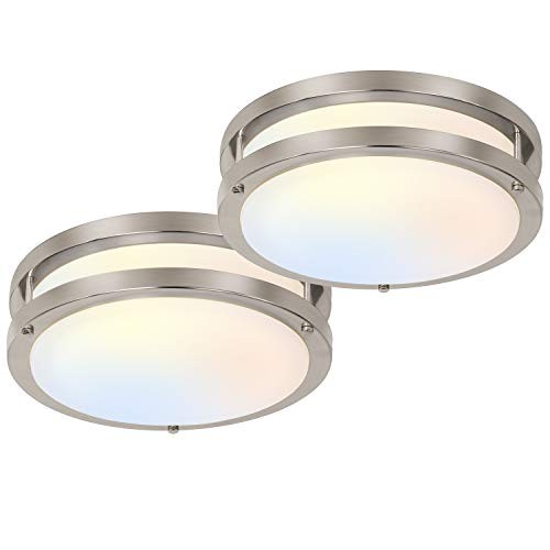Flush Mount LED Ceiling Light Fixture, 13 inch Brushed Nickel