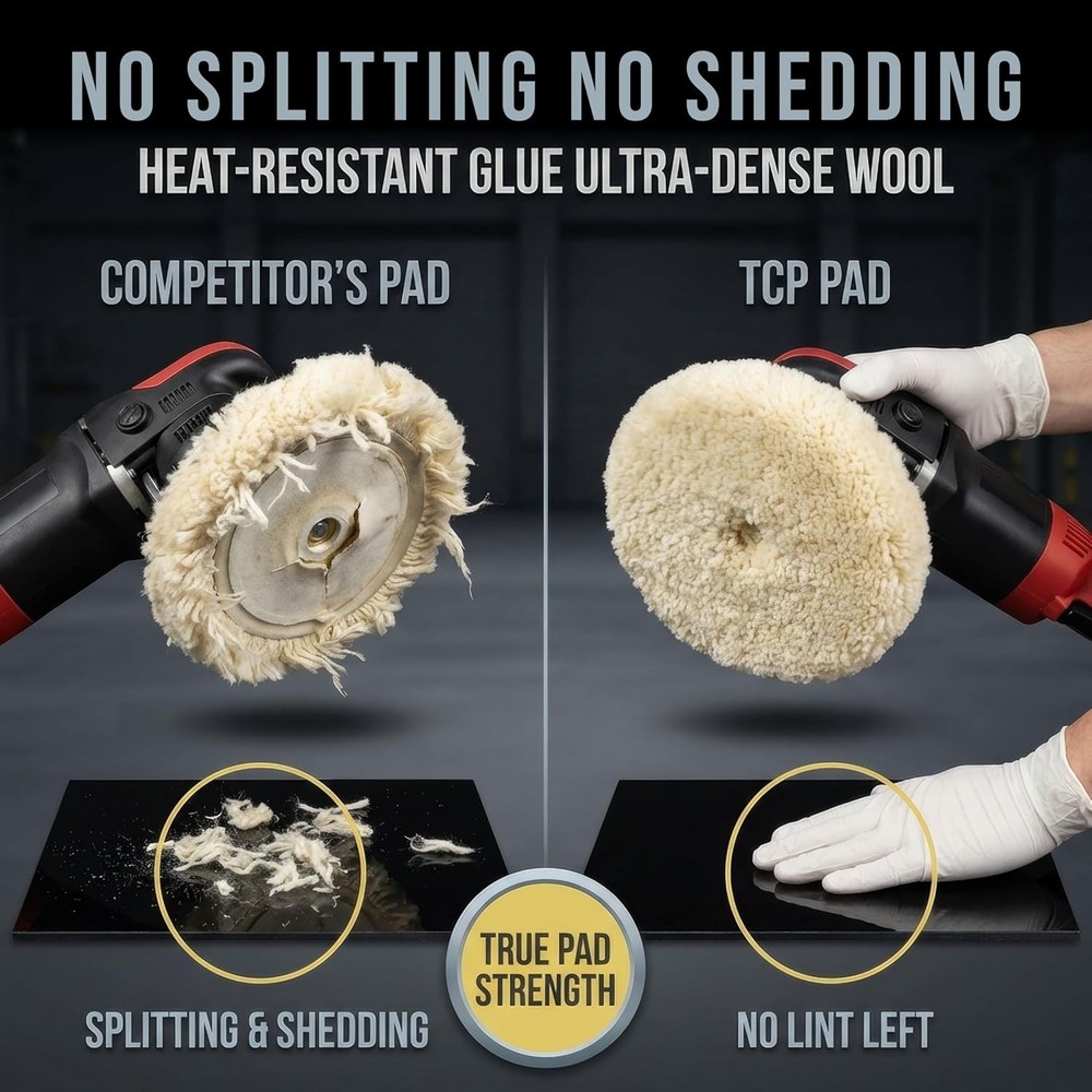 Wool Buffing Pad Set: 3 x 8" Polishing Pads for Effective Surface Correction