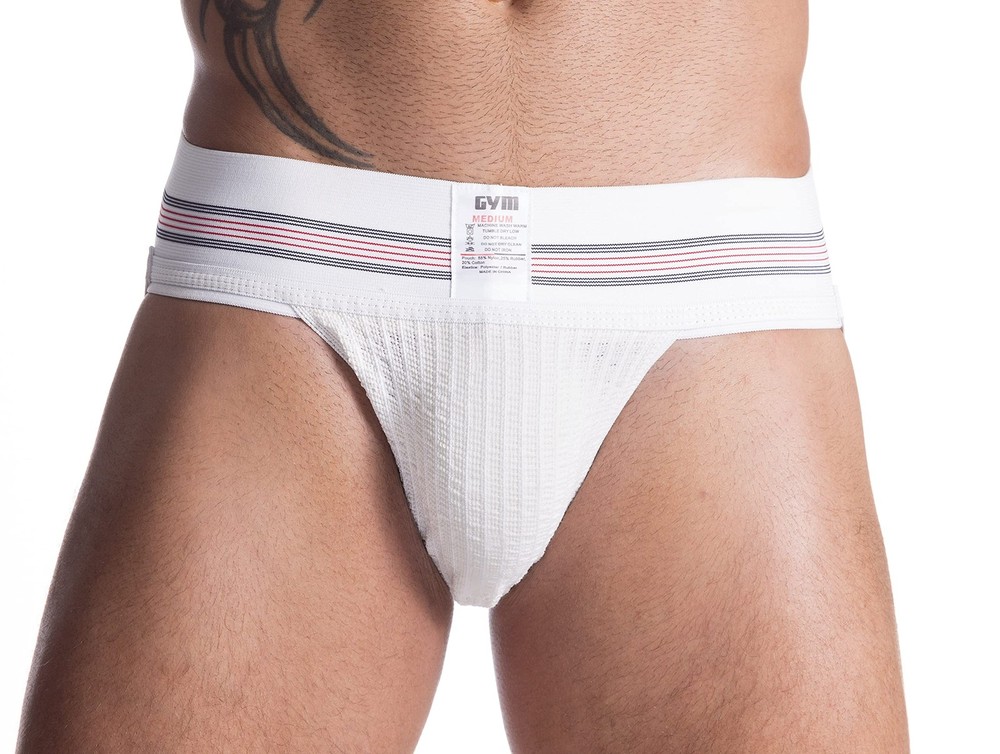 Mens Old School Jockstrap (Large, White, 1-Pack)