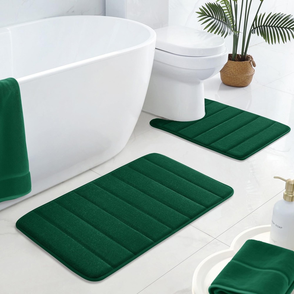 Bathroom Rugs Sets 2 Piece, Memory Foam Non Slip Extra Soft Absorbent Machine...