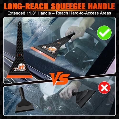 Window Tint Squeegee Car Front Window Tint Tools 11.8-inch Long Handle Rubber