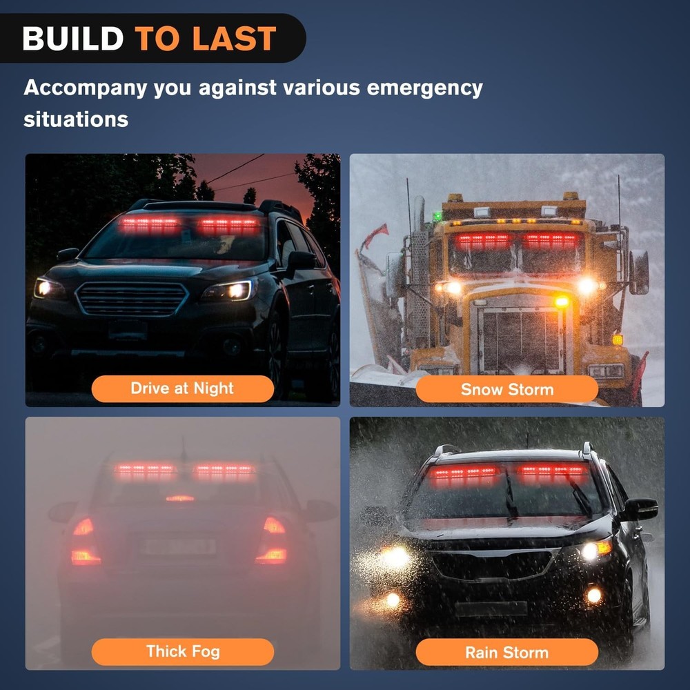 Nilight 32LED Red Emergency Dash Strobe Lights with Controller Suction Cups W...