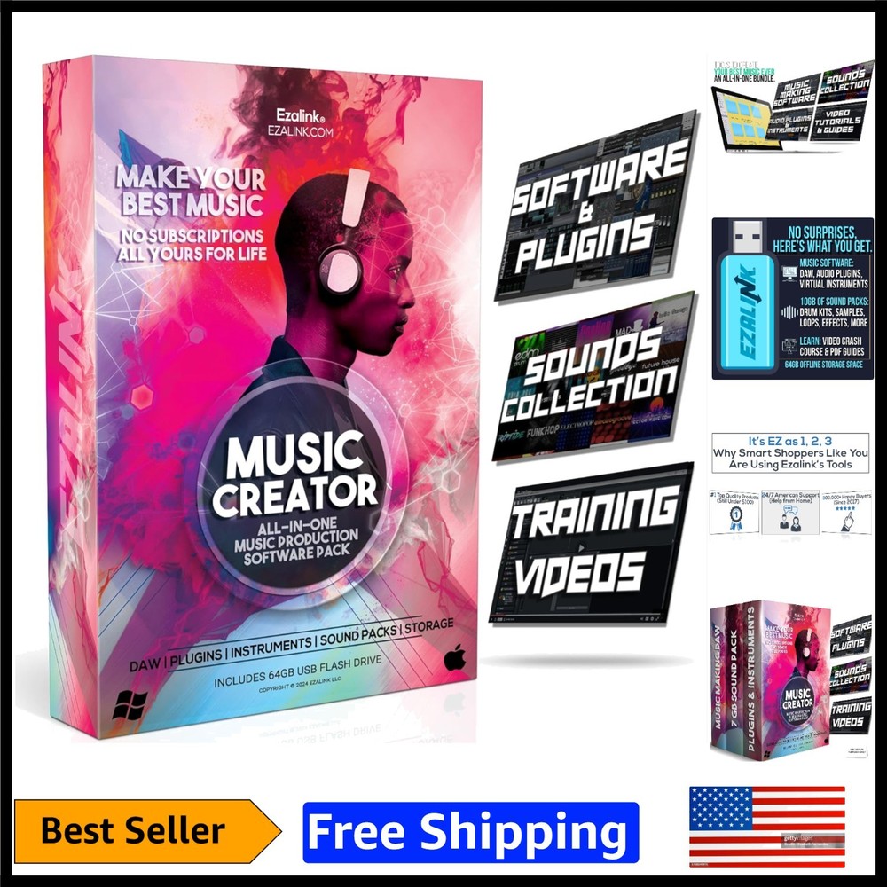 Beginner-Friendly DAW Software & VST Plugins Bundle with Extensive Sound Packs