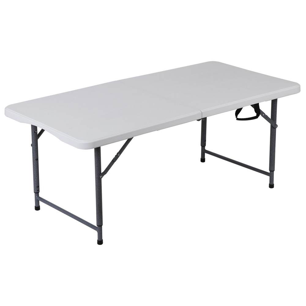 Versatile 4FT Folding Picnic Table with Adjustable Height in White HDPE