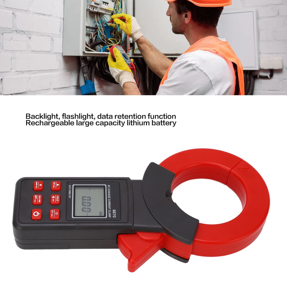 AC Leakage Ammeter Clamp LCD Backlight High Accuracy Leakage Current Meter