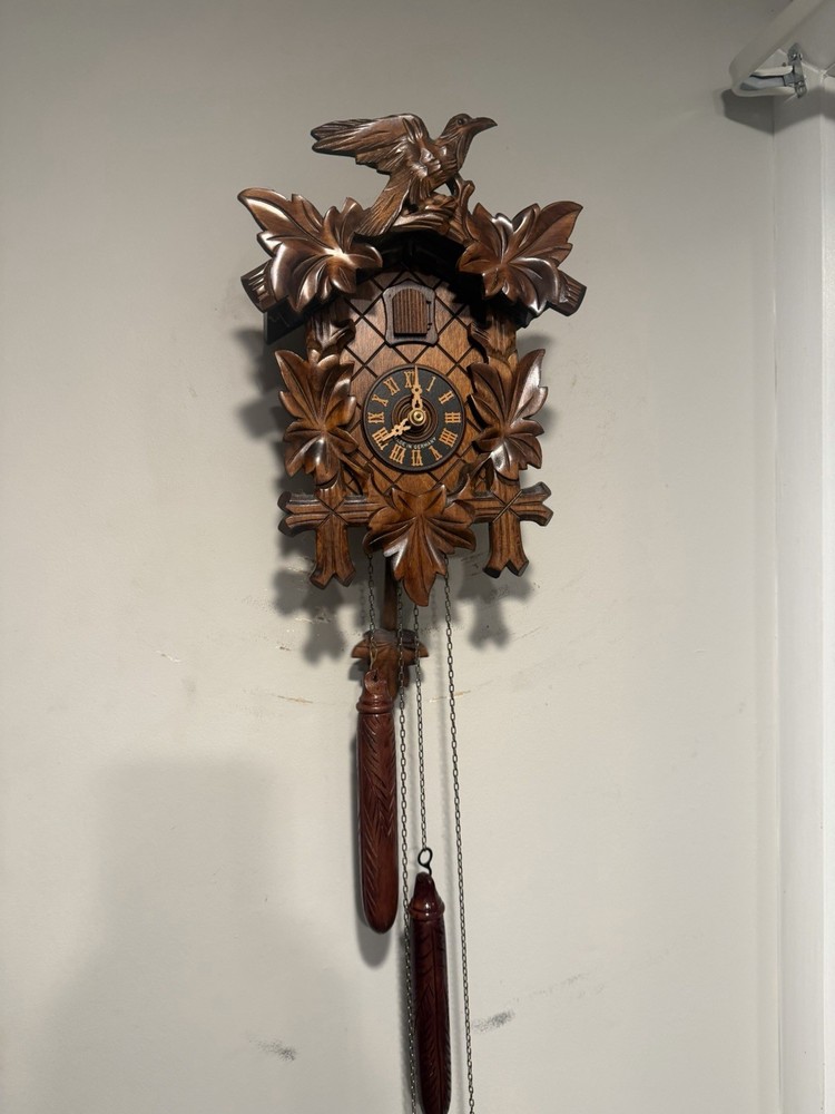 Cuckoo Clock Germany Wooden Weights Woden Hands