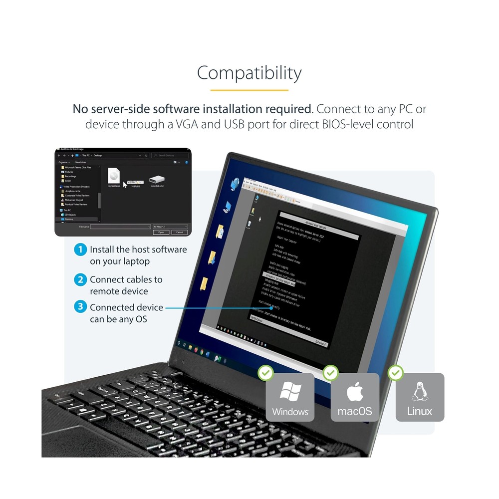 StarTech.com Portable Laptop Crash Cart Adapter for Server Management, USB/VG...