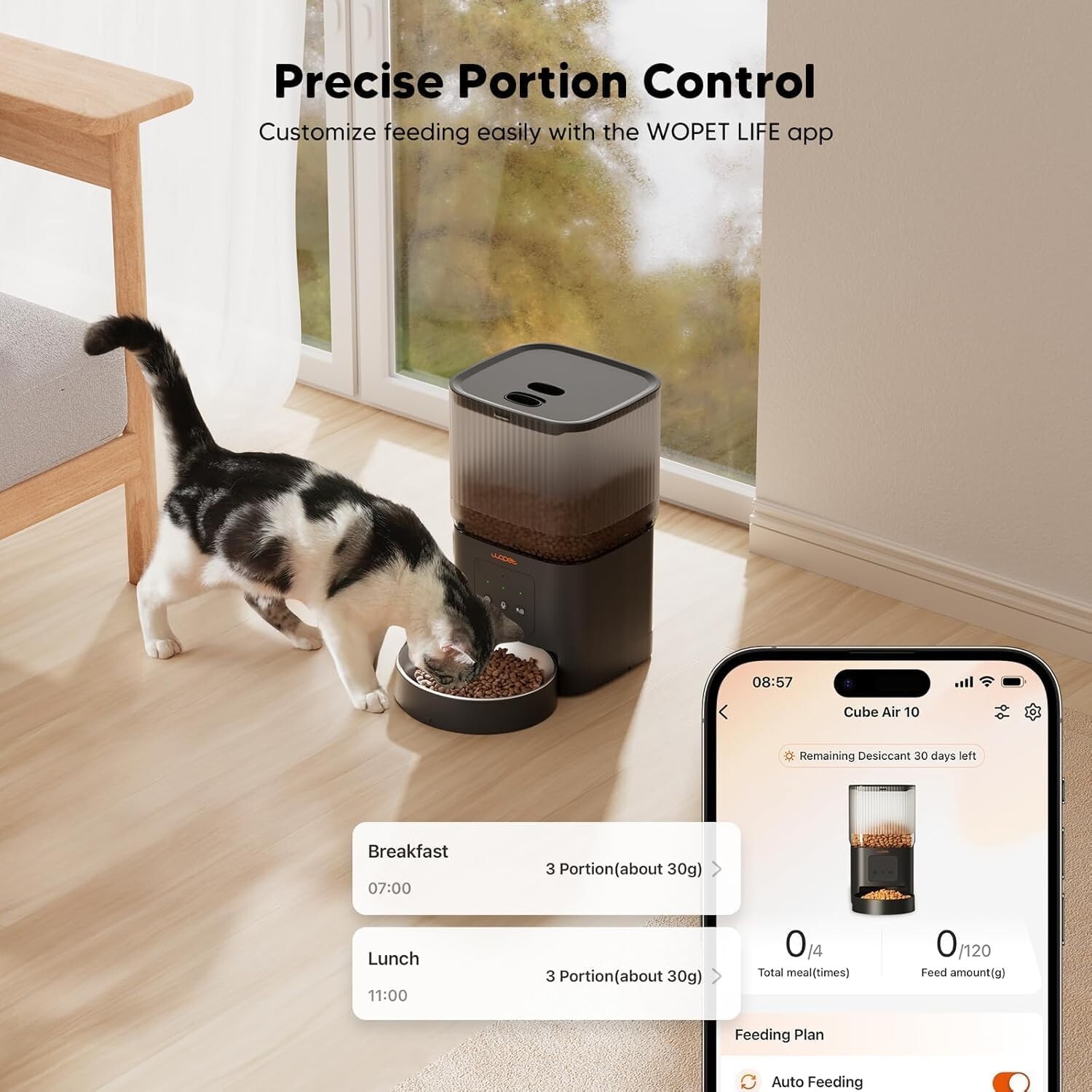 WOPET 4L Automatic Cat and Dog Feeder WiFi Automatic-Black MSRP $49.99 NWB