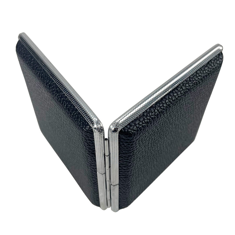 20PCS Portable Black Leather Cigarette Case Double Sided Clip Cigarette Box