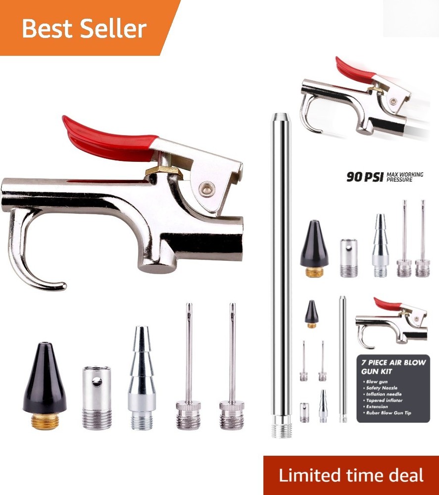 7-Piece Air Compressor Tool Kit - Includes Interchangeable Nozzles & Tips