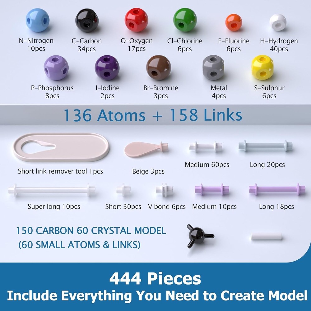 Molecular Model Kit, 444 Pcs Organic Molecular Chemistry Set, Atom Element Model