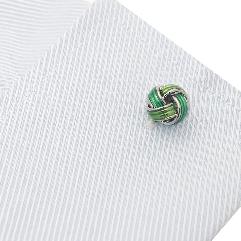 Clear Green Knot Cufflinks
