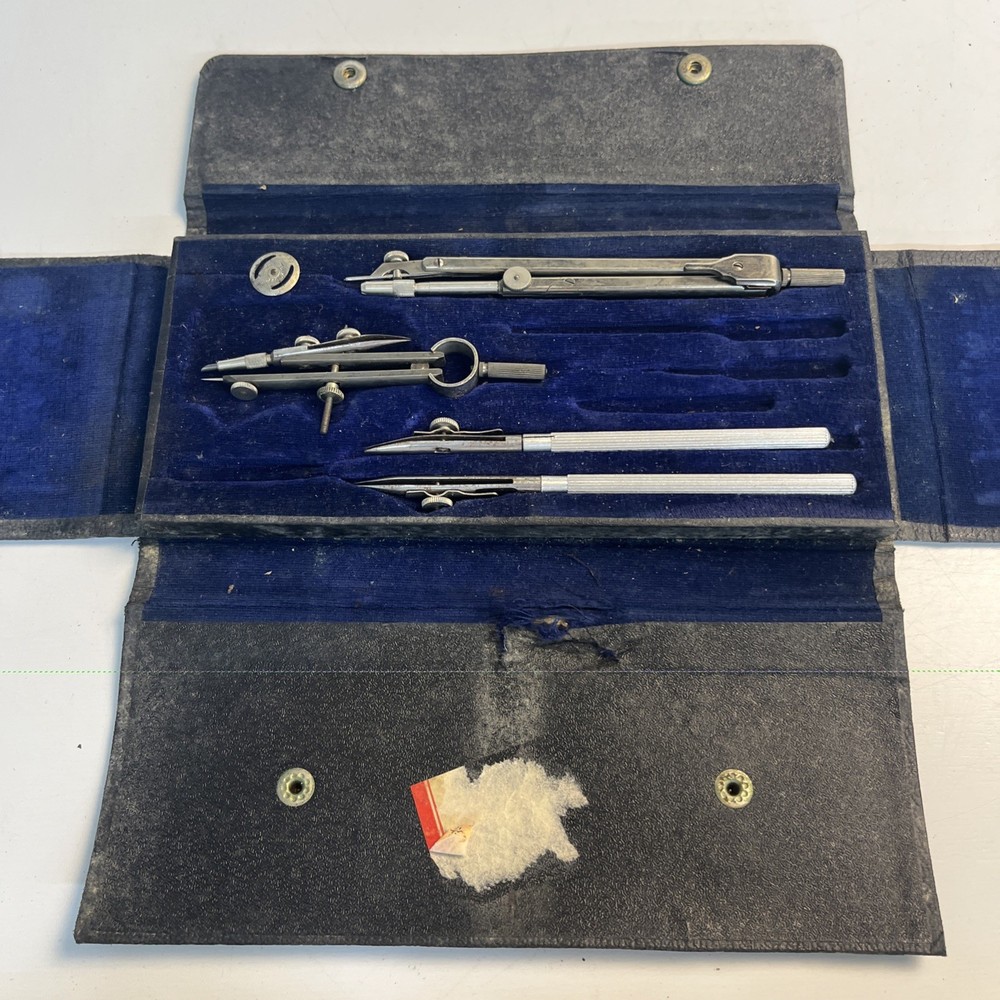 Vintage Friedmann Drafting Set – Made in Czechoslovakia – Partial Set with Case