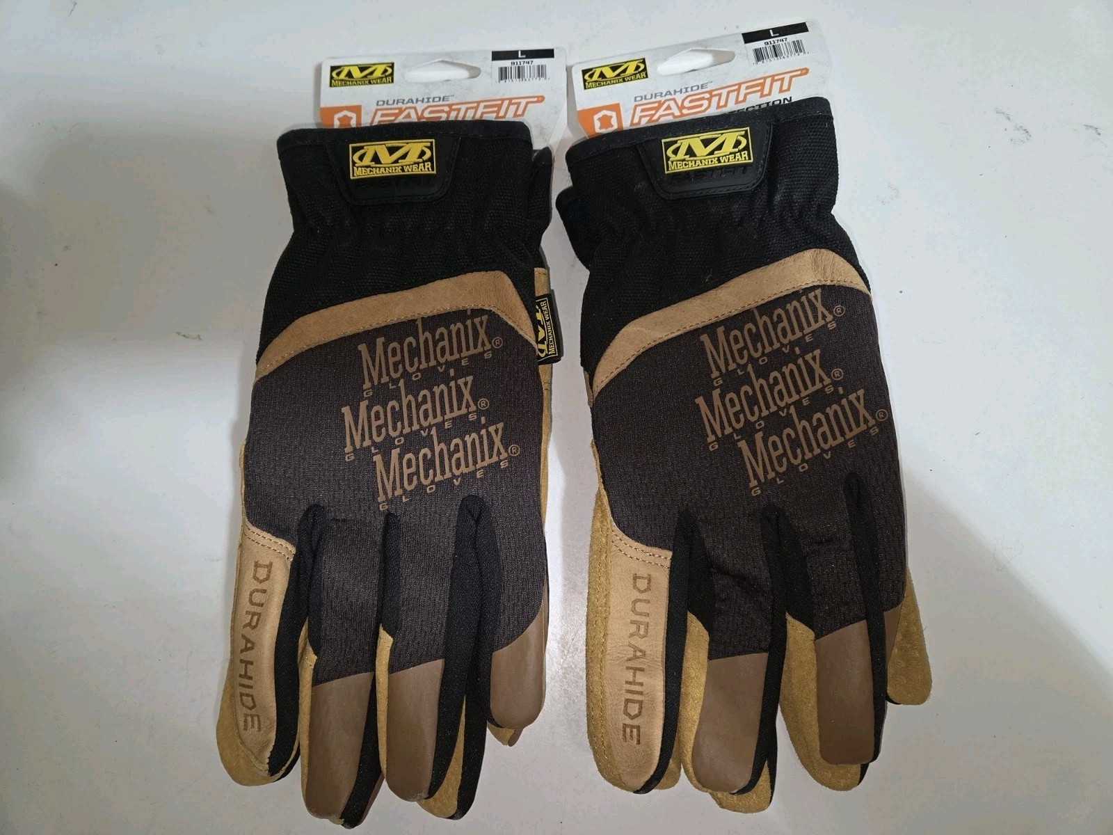 TWO PAIR Mechanix Wear Durahide Leather FastFit Work Glove Elastic Cuff LARGE