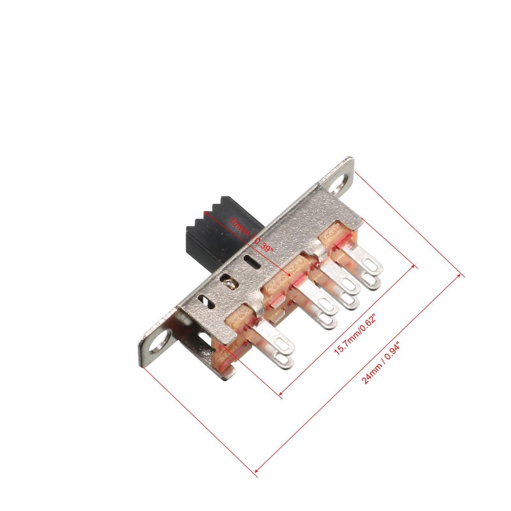 5pcs On/On/On 3 Position DP3T 2P3T Panel Miniature Slide Switch 8 Pin PCB DIY