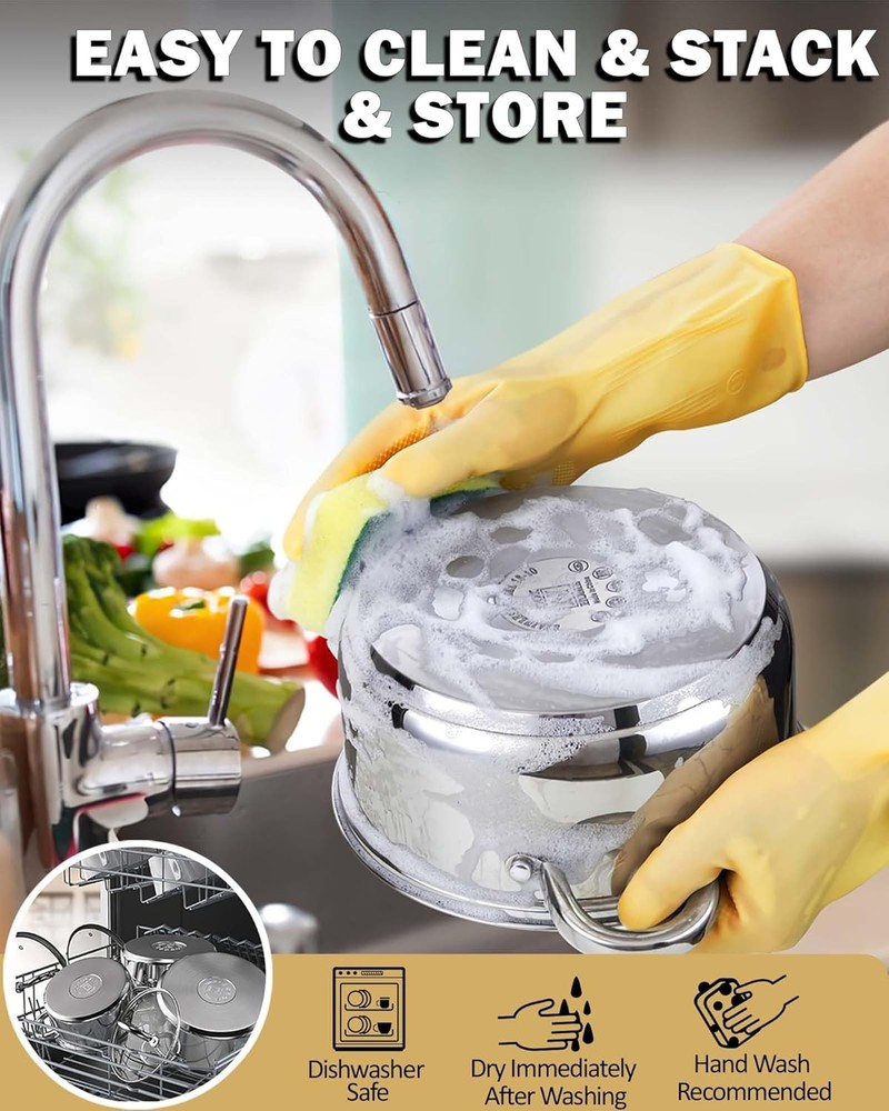 Kitchen Cookware Sets 12-Piece Basic Stainless Steel Pots & Pans Silver