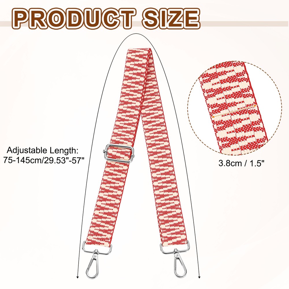 Purse Straps Replacement Crossbody with Silver Buckle, Light Red