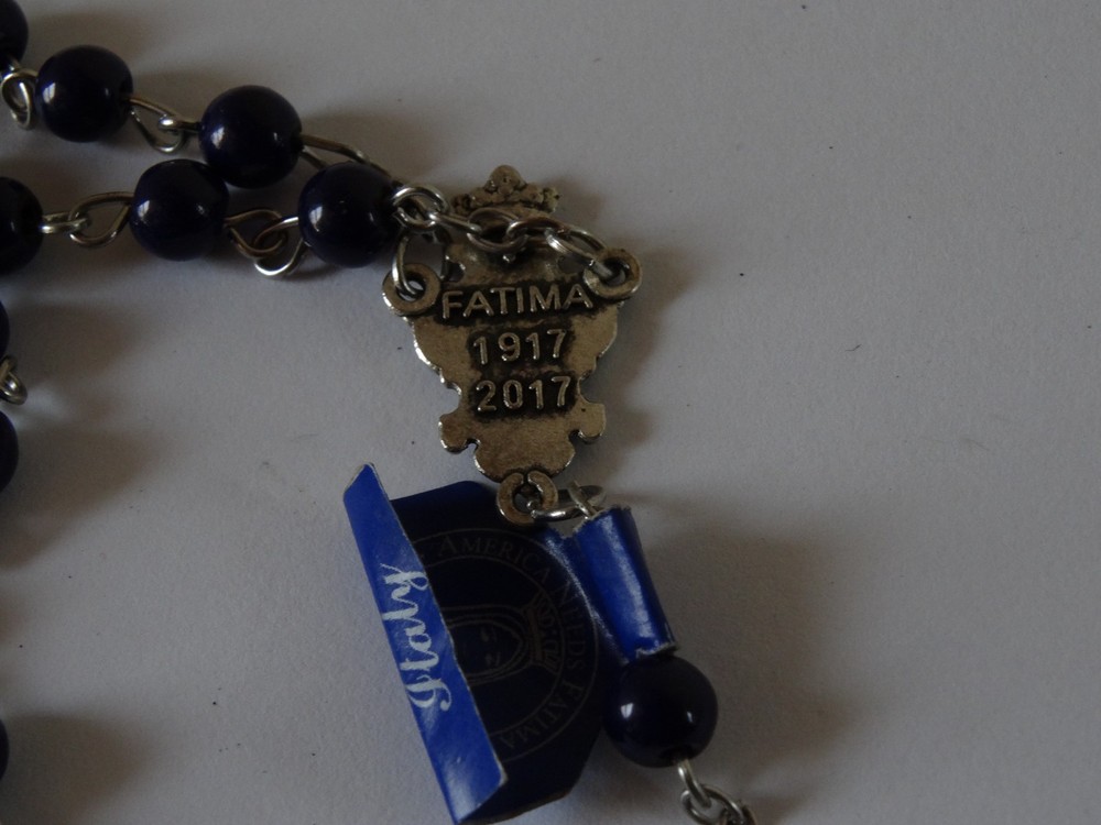 Vintage Rosary with dark blue beads Crucifix 27" 5.5inch drop