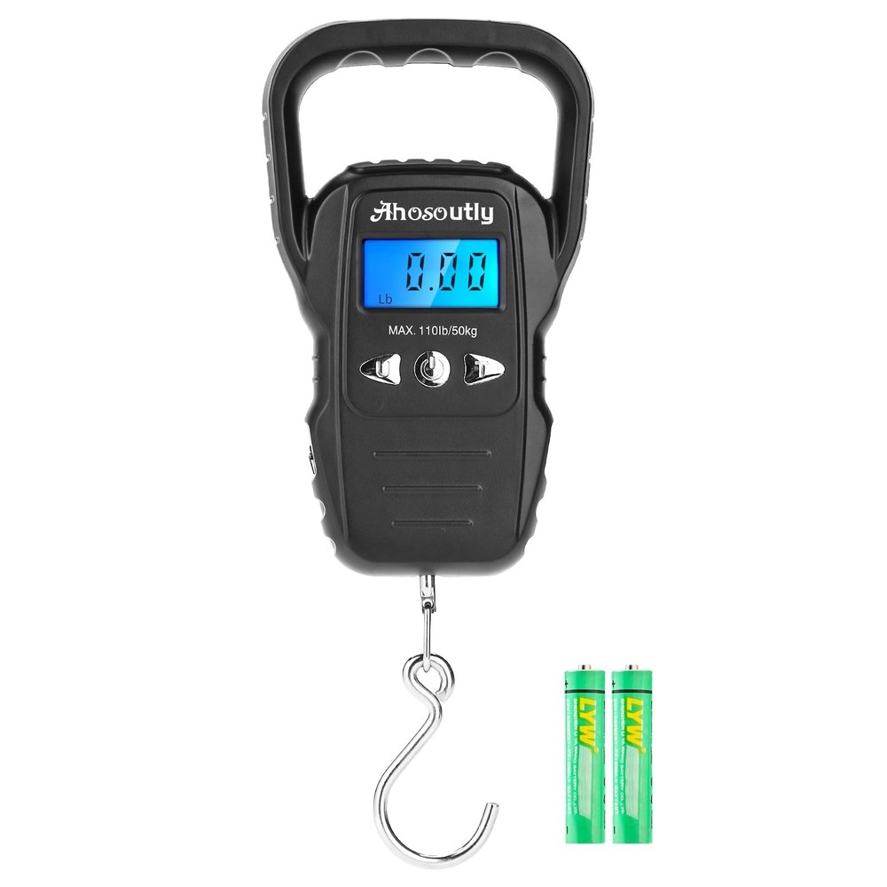 Fish Scale,110lb/50kg Large Handle,Large Backlit LCD Display,Digital Black