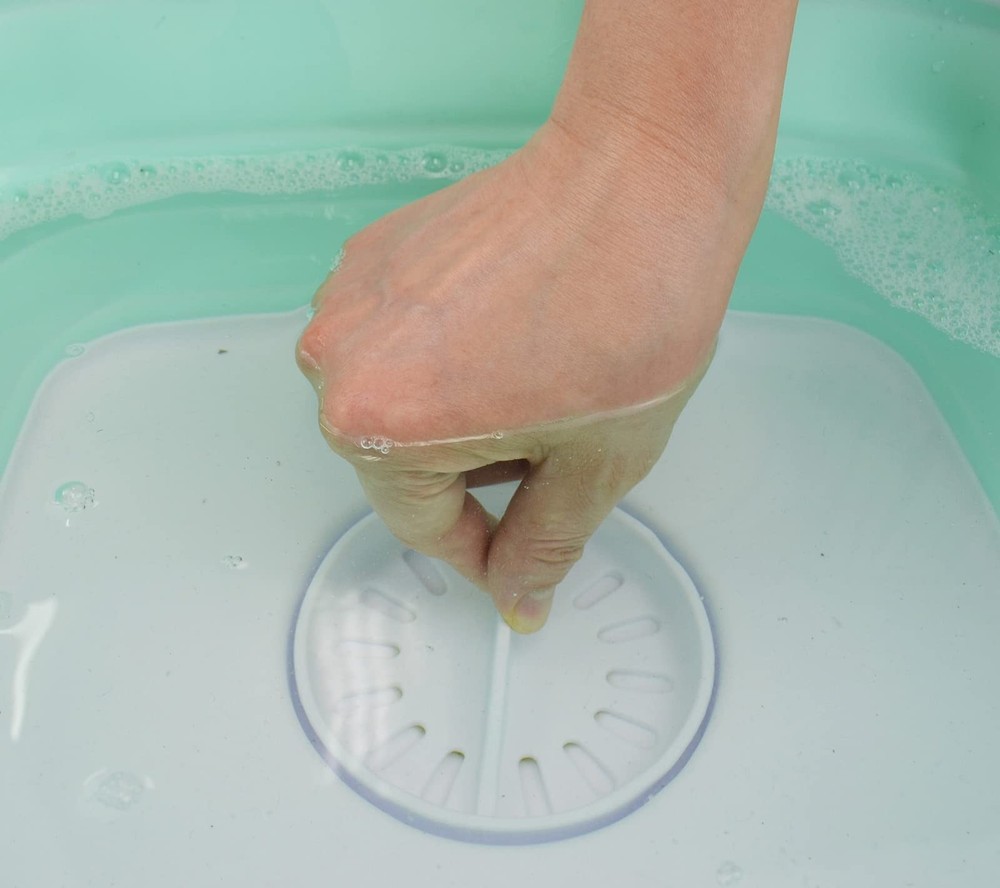 7.5L 2 Gallon Collapsible Dishpan Draining Plug Basin White Light Green