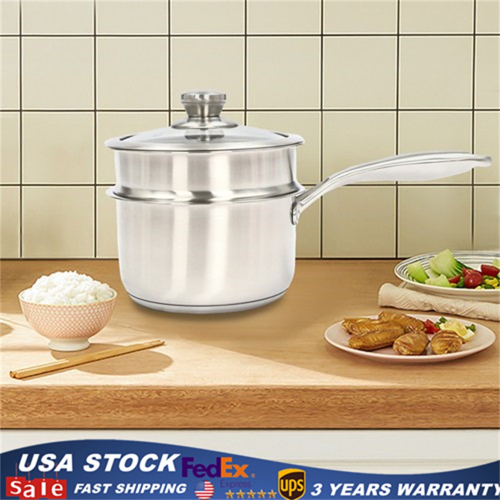 Double Layer Anti-rust Steaming Pot With Steamer Uncoated Stainless Saucepan