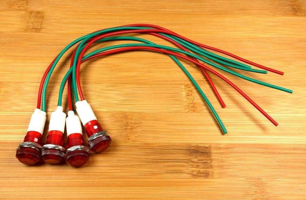 4 BBT 12 VDC Waterproof Red LED Low-Profile Indicator Lights
