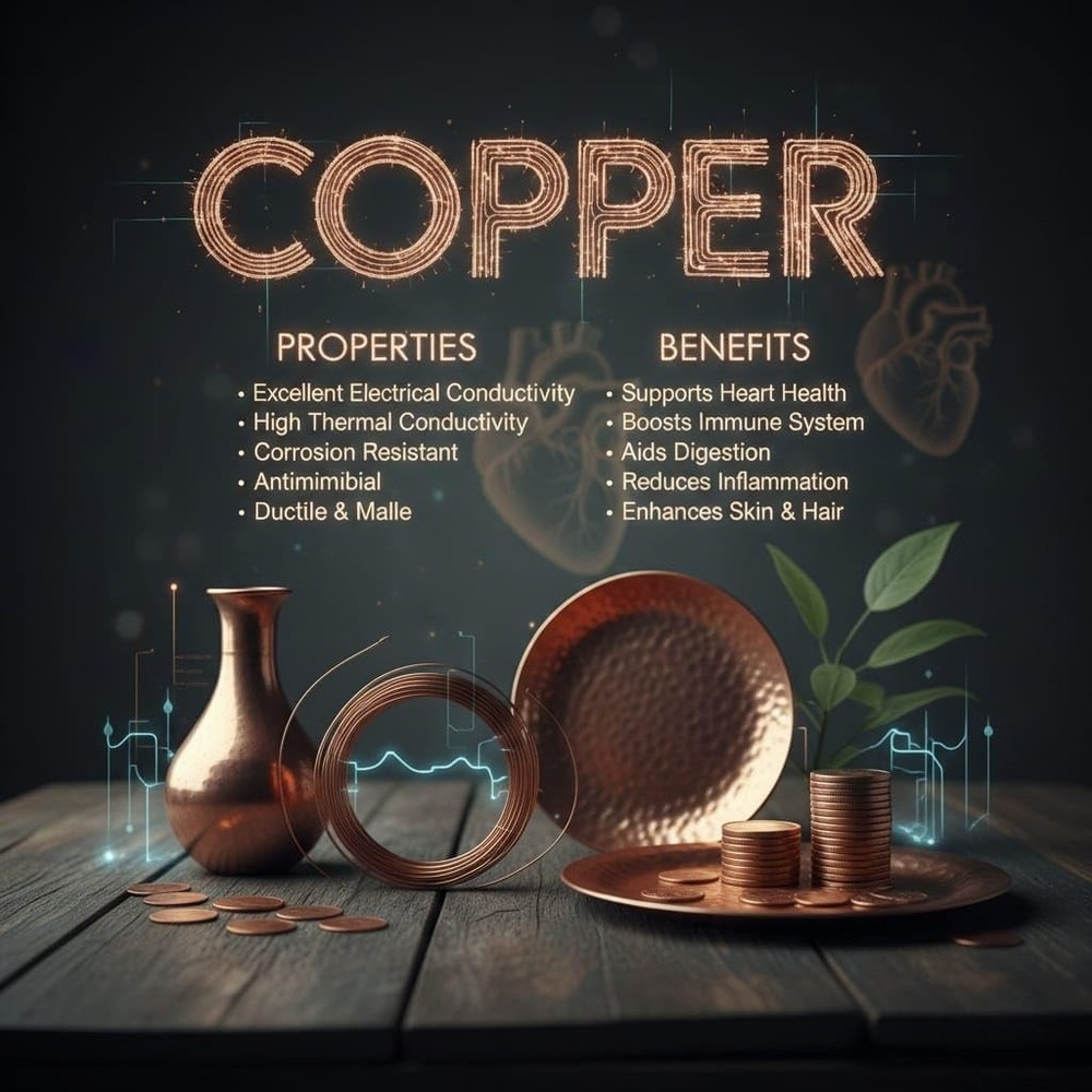 Pure Copper Water Bottle with Tumbler Set, Solid Ayurvedic Drinkware