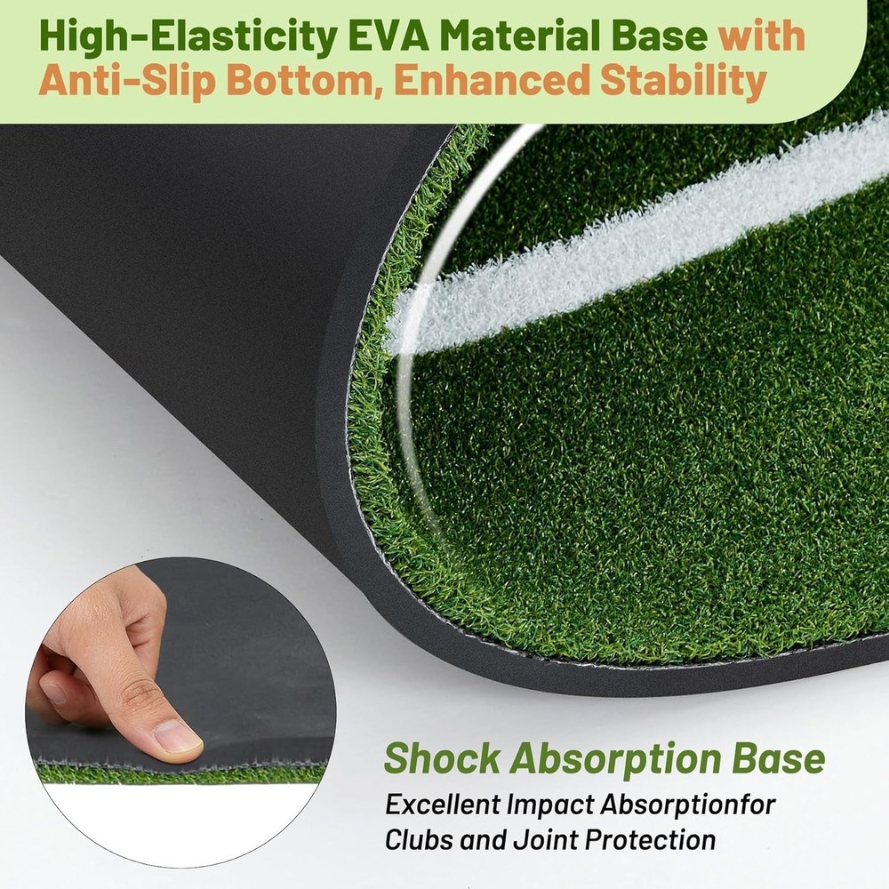 5x4ft Golf Hitting Mat Dual-Turf, Practice Mat with Stance Guide & Swing Paths