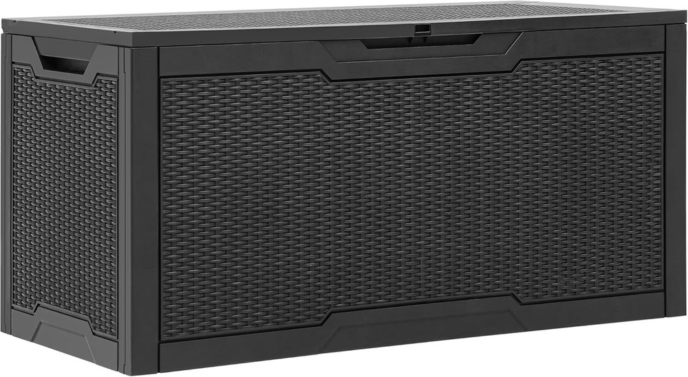 100 Gallon Black Deck Box - Water Resistant Storage with Extra Seating Feature