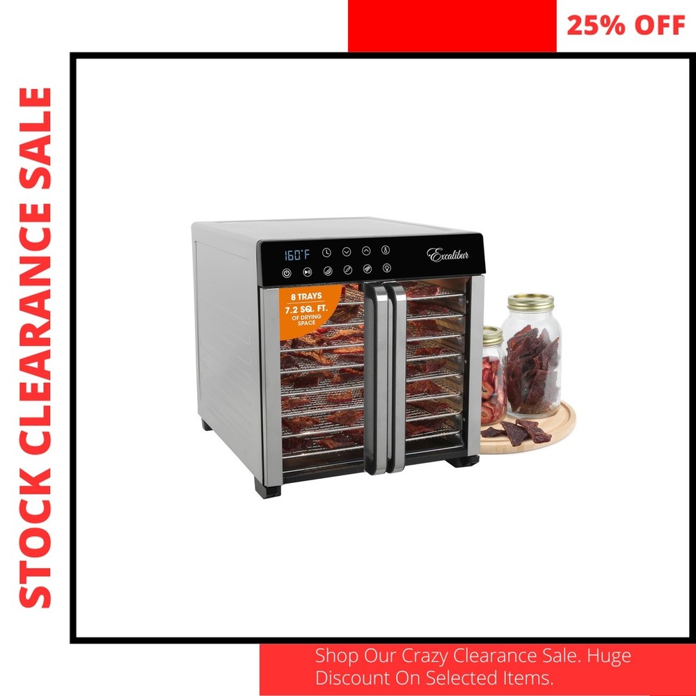 Food Dehydrator 8 Tray Stainless Steel Adjustable Drying