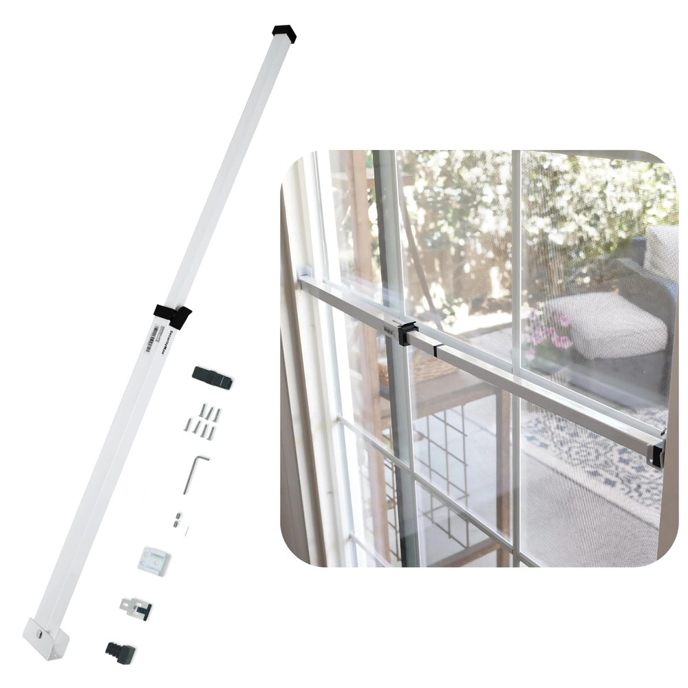 SECURITYMAN Sliding Door Security Bar-Child Proof One Size", White