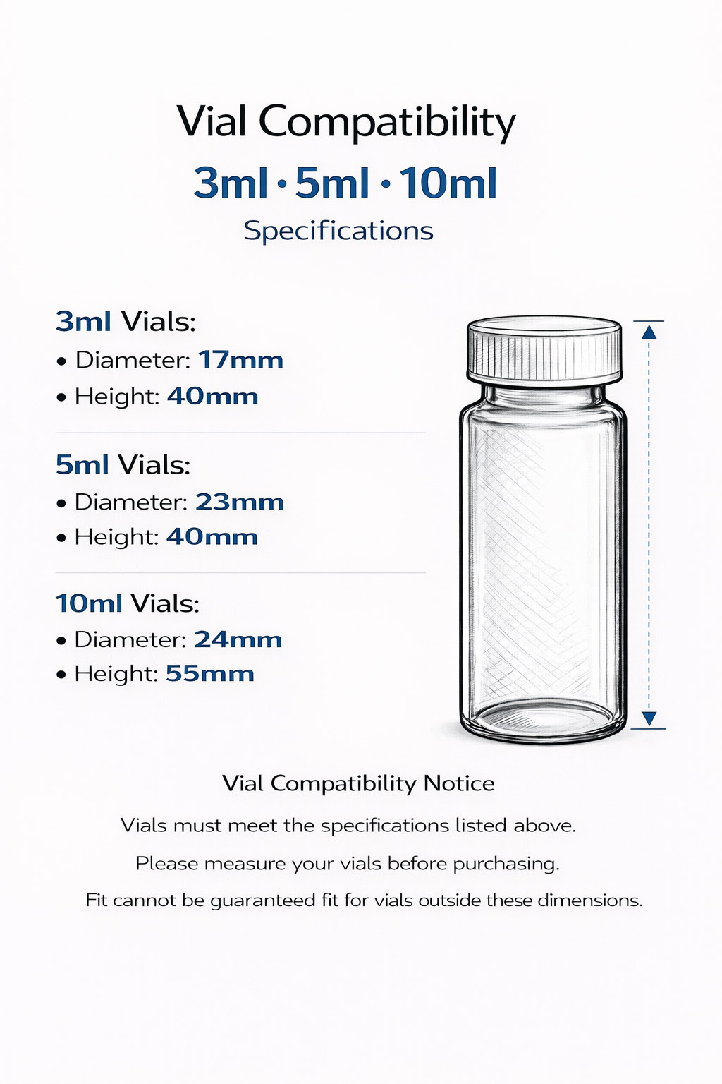 12 Slot Vial Storage Case Organizer Fits 3mL 5mL 10mL Injection Vials