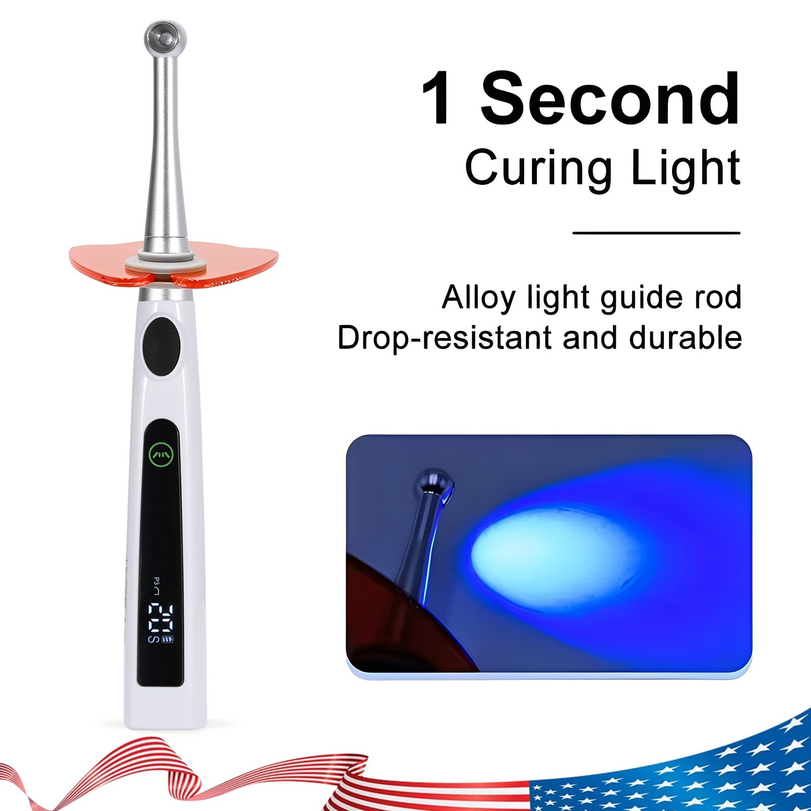 Dental Wireless Cordless LED Cure Curing Light Lamp 2400mw 5W Tool Resin 1 Sec