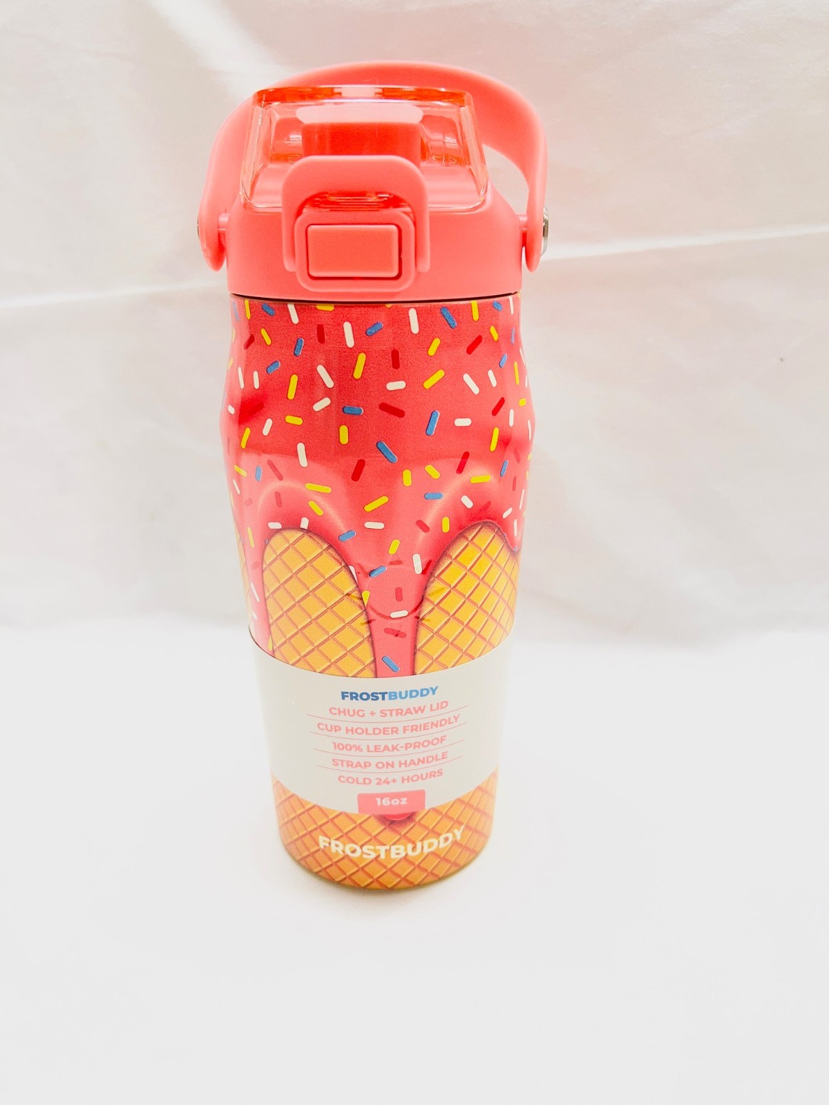 Frost Buddy 16oz Insulated Water Bottle with Straw & Chug Lid ICECREAM